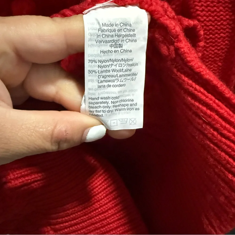 2018 Holiday J. Crew‎ Popcorn Cable Knit Sweater Fire Red XS